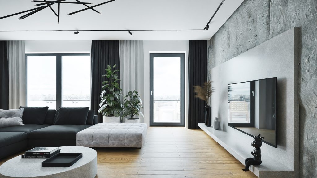 IGLO EDGE windows in a modern living room with a city view