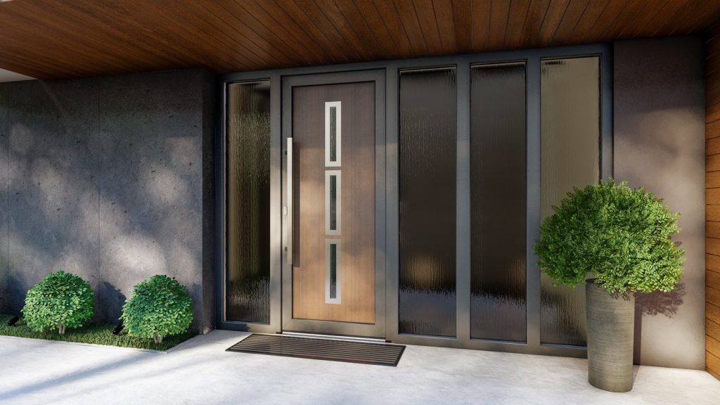 IGLO ENERGY door, walnut panel with anthracite sidelites